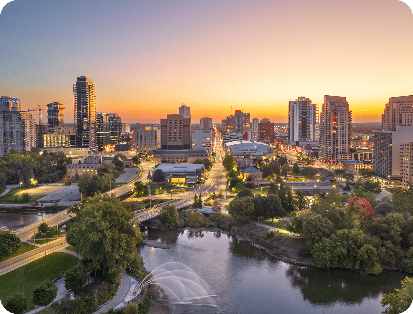 Downtown London, Ontario sunset