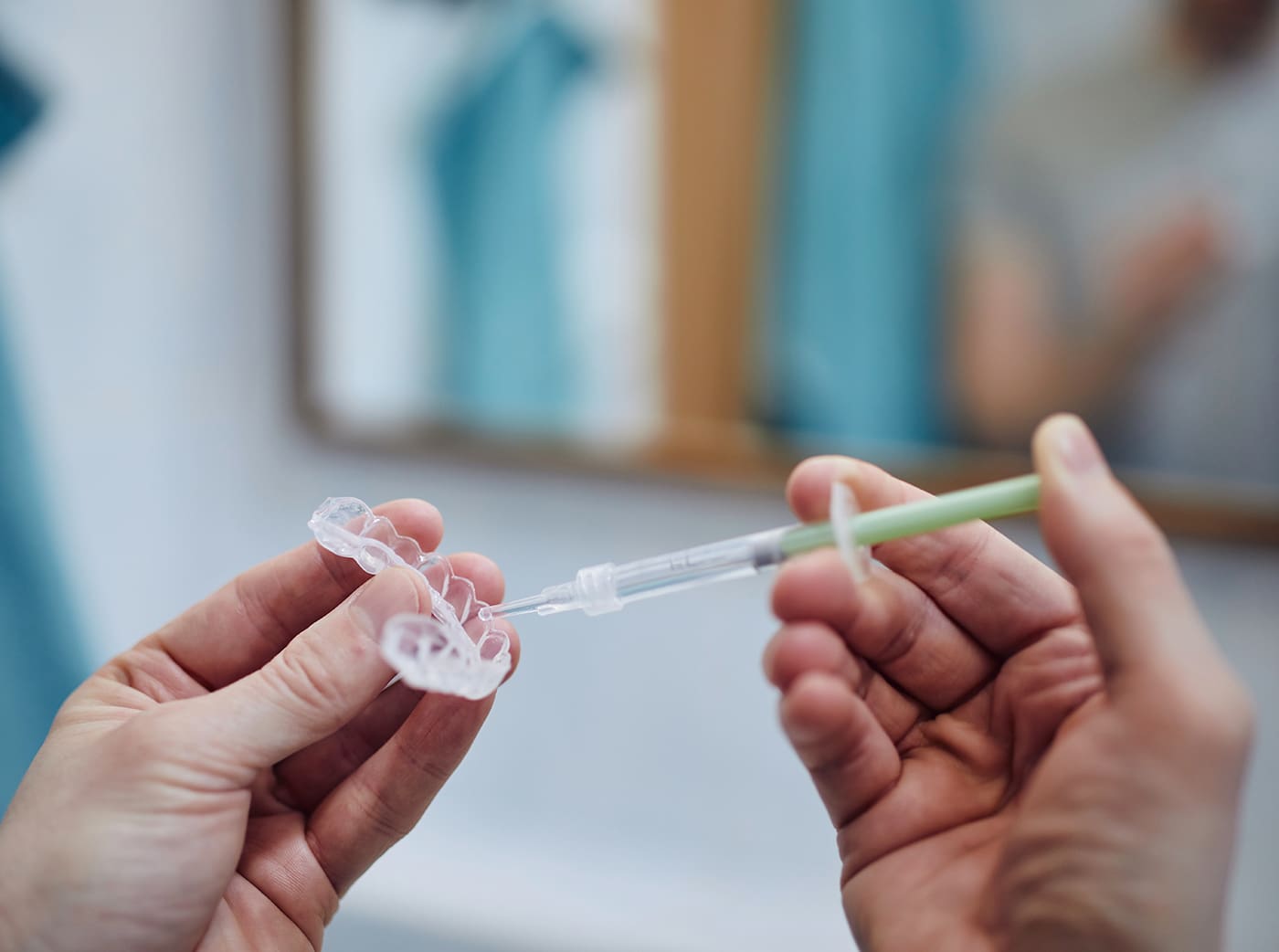preparing silicon tray for teeth whitening