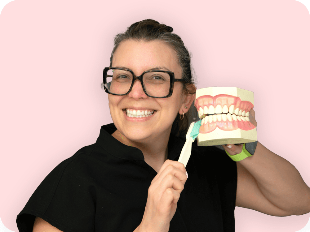 woman brushing teeth